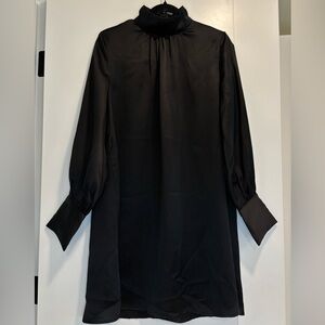 black mini silk dress